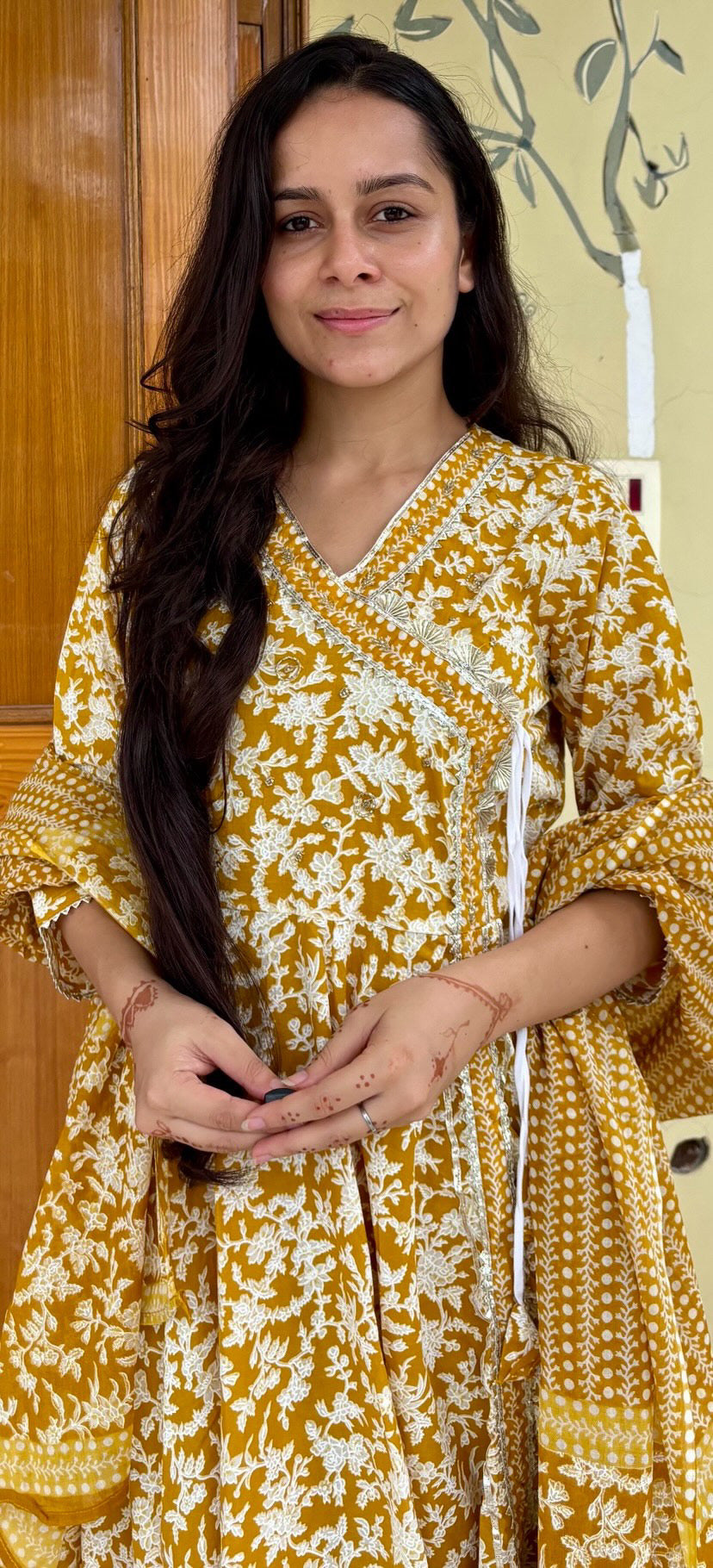 Sunshine Bloom Handblock Anarkali Set š