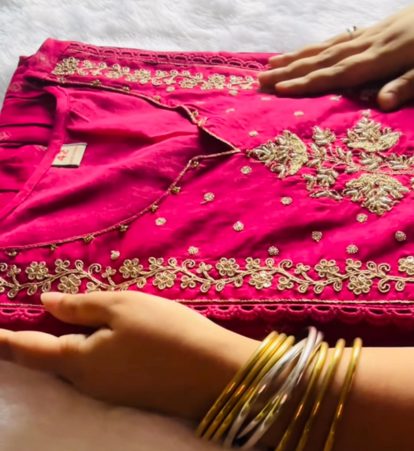 Gulabi Phool Hand-Embroidered Anarkali Set 🌸
