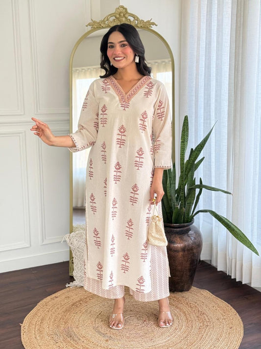 Elegant Tagai Work Cotton Kurta set