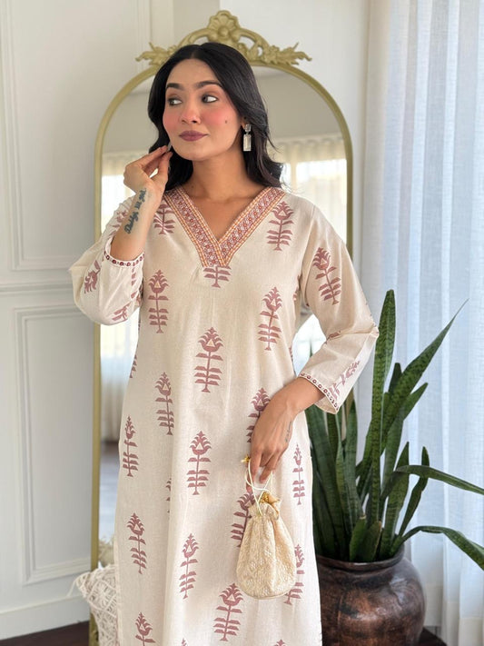 Elegant Tagai Work Cotton Kurta set